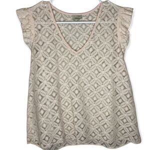 Hinge lace short sleeve top Womens size M